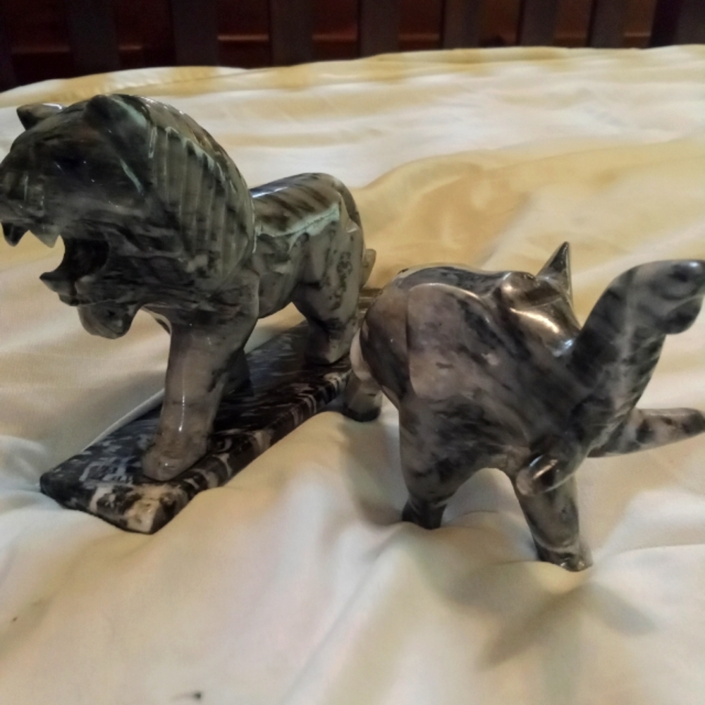 Marble Lion & Elephant